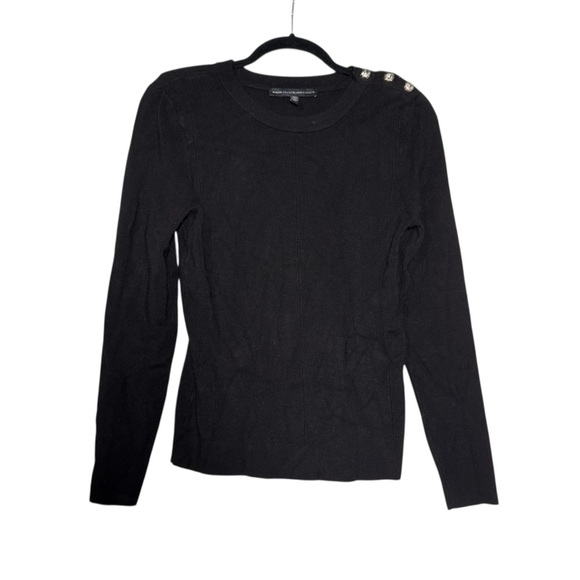 White House Black Market Sweaters - White House Black Market Crewneck Sweater Button Shoulder Black Size Large